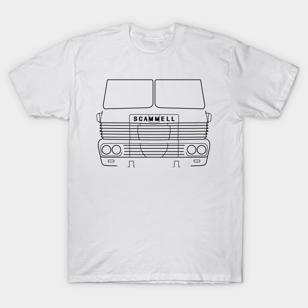 Classic 1970s Scammell Routeman lorry black outline graphic T-Shirt by soitwouldseem